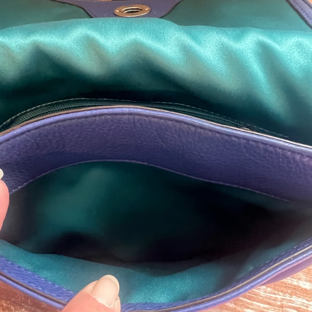 Coach Pebbled Leather Crossbody Bag in Navy with Teal Tag - Picture 5 of 10